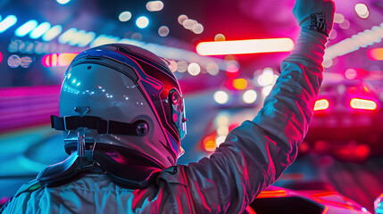 Neon Lights and Racing Triumph, Futuristic Winner