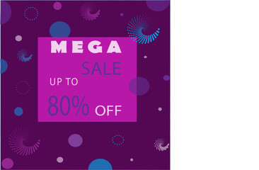 Mega sale social media  post design for advertisement and promotion with violet background