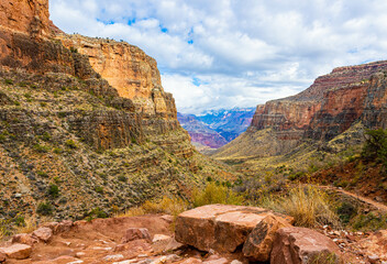 View of The North Rim From The Bright Angel Trail, Grand Canyon National Park, Arizona, USA