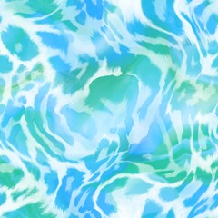 Abstract Hand Drawing Watercolor Wavy Liquid Leopard Animal Skin Seamless Surface Pattern Tie Dye Batik Background