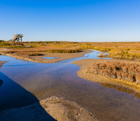 Observation Tower Above Saltwater Marsh at Leonabelle Turnbull Birding Center, Port Aransas, Texas, USA