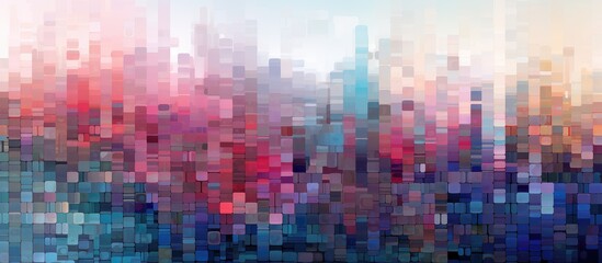 Fototapeta na wymiar Abstract Pixelated Cityscape in Vivid Colors