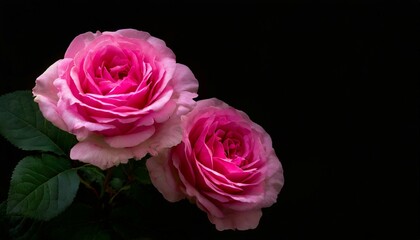 Close up shot of pink roses with dark background