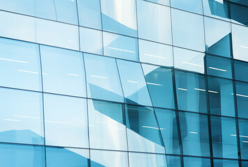 Obraz premium Abstract Blue Tinted Glass Office Building Close-Up
