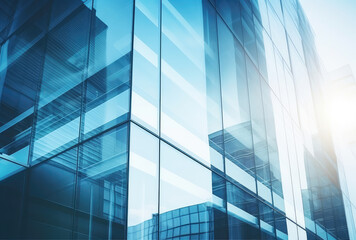 Fototapeta na wymiar Blue Glass Facade of Contemporary Office Tower