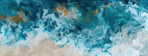 Obraz na płótnie Canvas Abstract Blue Ocean Waves Painting Artwork