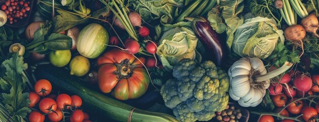 Assorted Fresh Organic Vegetables Top View
