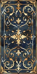 Borders and ornamental medieval manuscripts. deep blues and soft beiges pattern like fleur-de-lis, vines, and heraldic symbols to enhance the medieval aesthetic created with Generative AI Technology