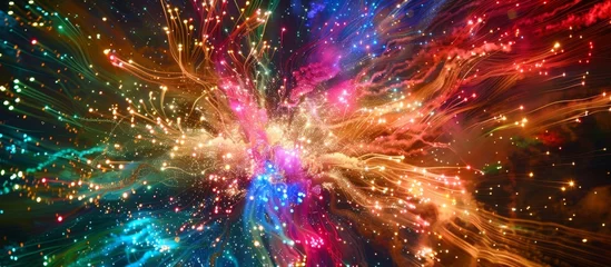 Foto op Canvas A colorful fireworks display in the night sky © Emin