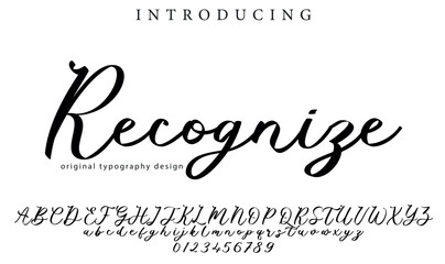 Recognize Font Stylish brush painted an uppercase vector letters, alphabet, typeface