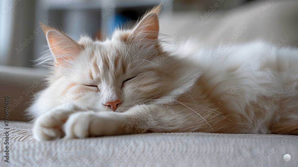 Sticker A cat is sleeping on a couch