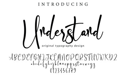 Understand Font Stylish brush painted an uppercase vector letters, alphabet, typeface