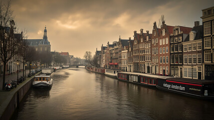 background of a canal in amsterdam city