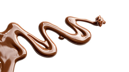 Melted brown chocolate dripping on white background, with clipping path 3D illustration. isolated on transparent background