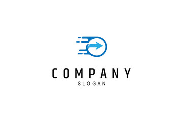 Fast fund logo. Coin logo with forward arrow and fast effect