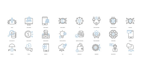 Fintech icons set. Set of editable stroke icons.Vector set of Fintech