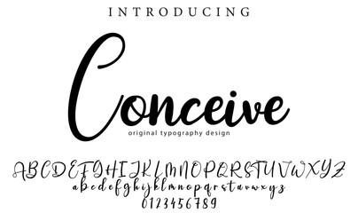 Conceive Font Stylish brush painted an uppercase vector letters, alphabet, typeface