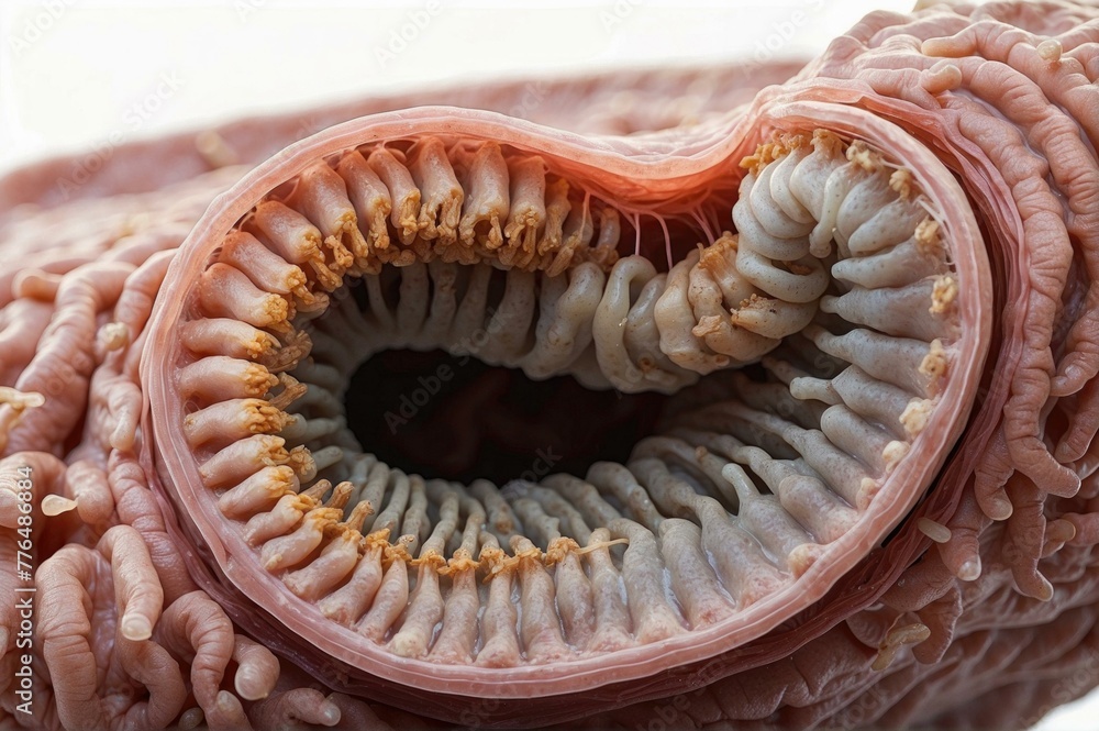 Poster a close up of a worm with its mouth open. generative ai.