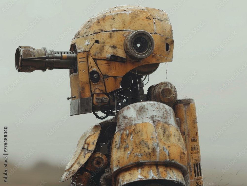 Aufkleber a robot with a camera on its head and some other things. generative ai.