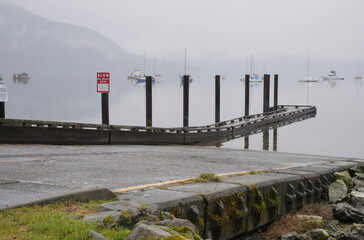 Cowichan Bay boat launch during a winter season on Vancouver Island in British Columbia, Canada