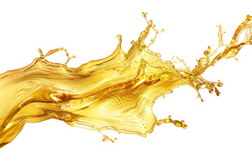Fototapeta premium Golden oil splash. Falling oil splash isolated on a transparent background, Olive or engine oil splash, Cosmetic serum liquid. Generative AI