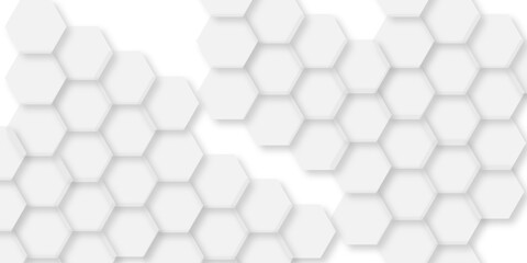 White abstract background with hexagons. Geometric backdrop 3D. Seamless pattern of hexagons background technology with hexagons. honeycomb white Background, light and shadow, Vector.