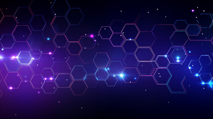 Vibrant Hexagonal Pattern with Neon Outlines and Starry Background