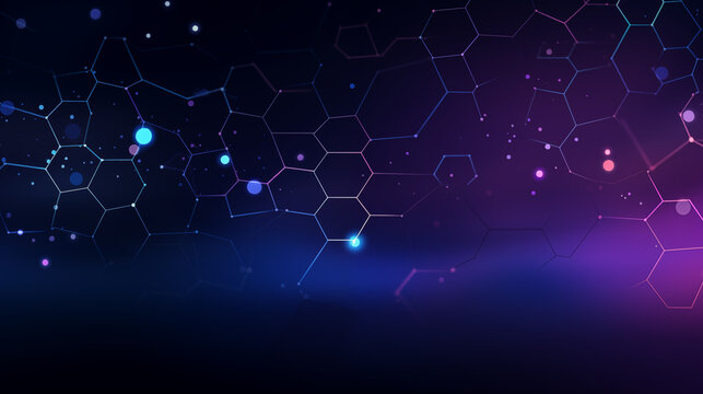 Dark Blue Hexagonal Pattern with Luminous Connective Lines