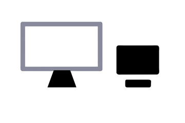 desktop computer silhouette vector illustration