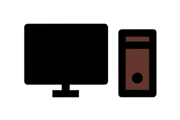 desktop computer silhouette vector illustration
