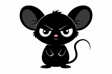 A cute little mouse grumping silhouette black vector illustration