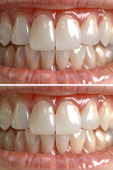 Illustration Depicting the Transformation of Smile with Dental Veneers or 'Ljuskice za zube' - obrazy, fototapety, plakaty