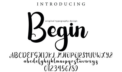 Begin Font Stylish brush painted an uppercase vector letters, alphabet, typeface - obrazy, fototapety, plakaty