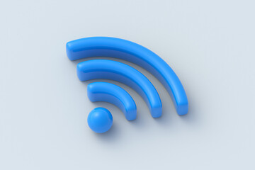 Wi Fi symbol on gray background. Wi-fi icon. Wireless technology. Free Internet access zone. 3d render