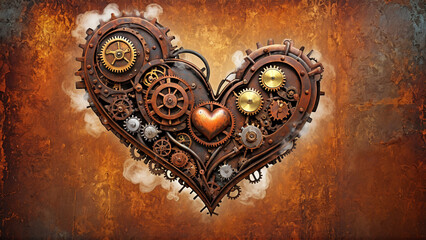 Rusted Steampunk Heart Illustration