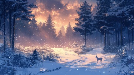 A path in the snowy winter forest with copy space generative ai illustration - obrazy, fototapety, plakaty