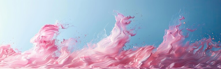 Luxe Pastel Fluid Composition with Pink and Blue Tones and Copy Space