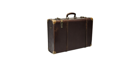 Black vintage leather suitcase Transparent Background Images 