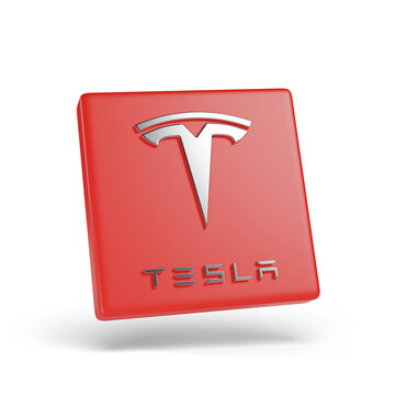 Buenos Aires, Argentina - April 3rd, 2024: Tesla logo in three dimensions isolated on white background. 3d illustration.