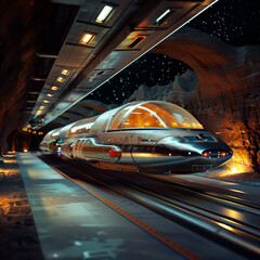 Futuristic Spaceship Docked at a Space Station - obrazy, fototapety, plakaty