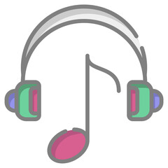 headphones and musical notes