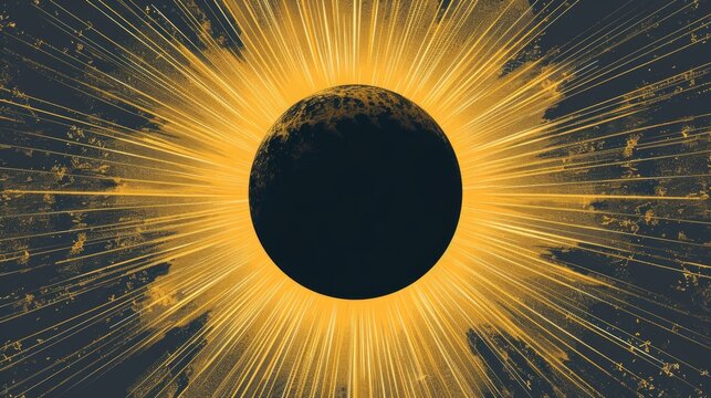 The total eclipse will be centered on a pink background. The use of yellow lines adds sharp contrast to the composition. This resulted in a striking and simple image of this celestial event