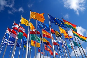 Different flags and European flags - obrazy, fototapety, plakaty