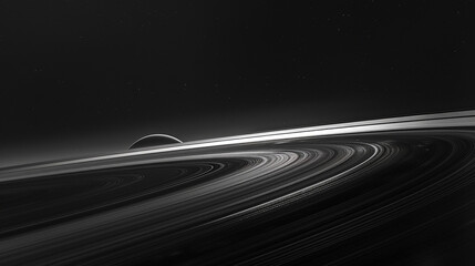 The intricate rings of Saturn, composed of countless icy particles, stretching out into the darkness - obrazy, fototapety, plakaty