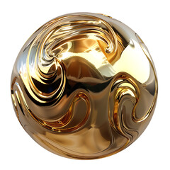 golden sphere isolated on transparent background