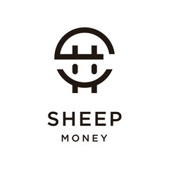 Silhouette goat dollar logo design template