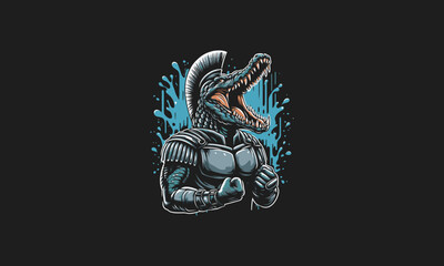 crocodile wearing spartan uniform vector artwork design