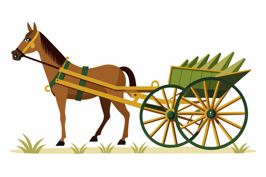 recommend clip art: Horse drawn cultivator vector illustration