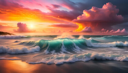 Fototapeta na wymiar Ocean in the Sunrise 