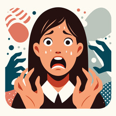Graphic vector of women being frightened